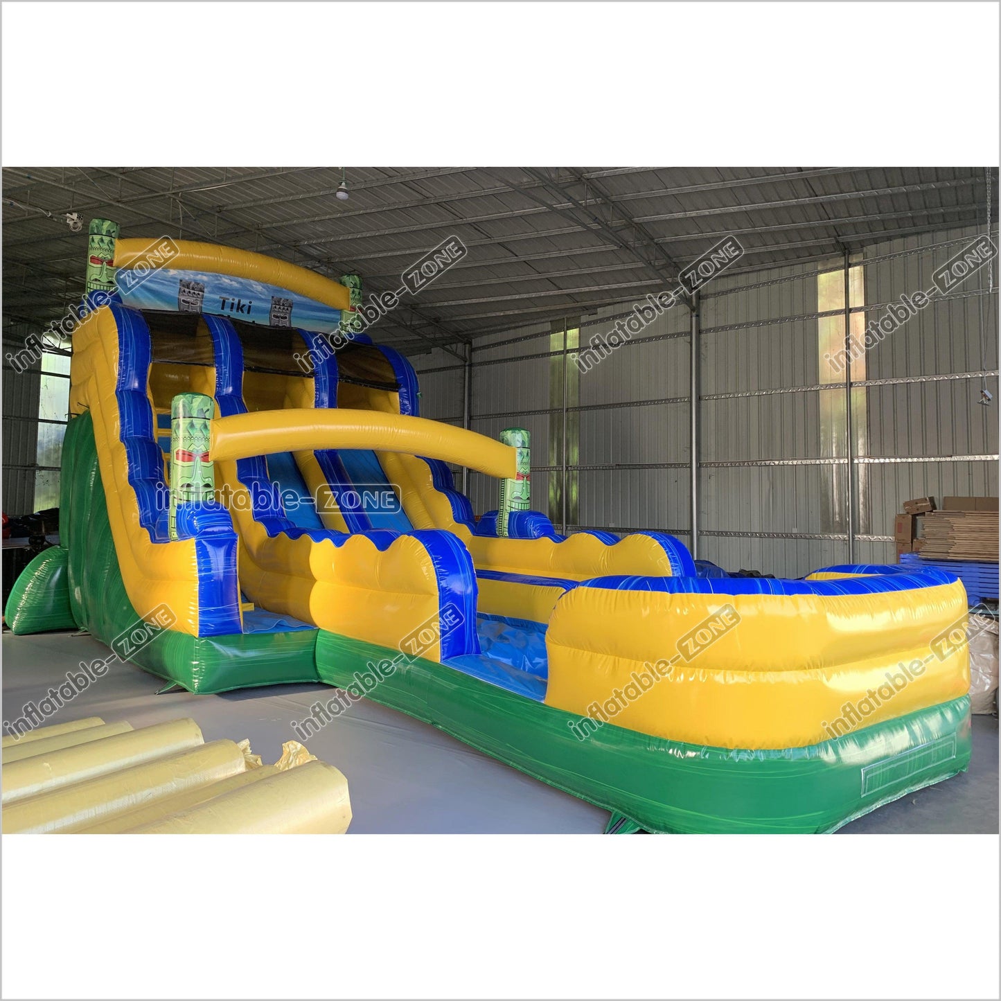 Tiki Shot Waterslide Mega Dual Lane Inflatable Slip And Slide Happy Hop Jumping Castle Swimming Pool - Inflatable-Zone