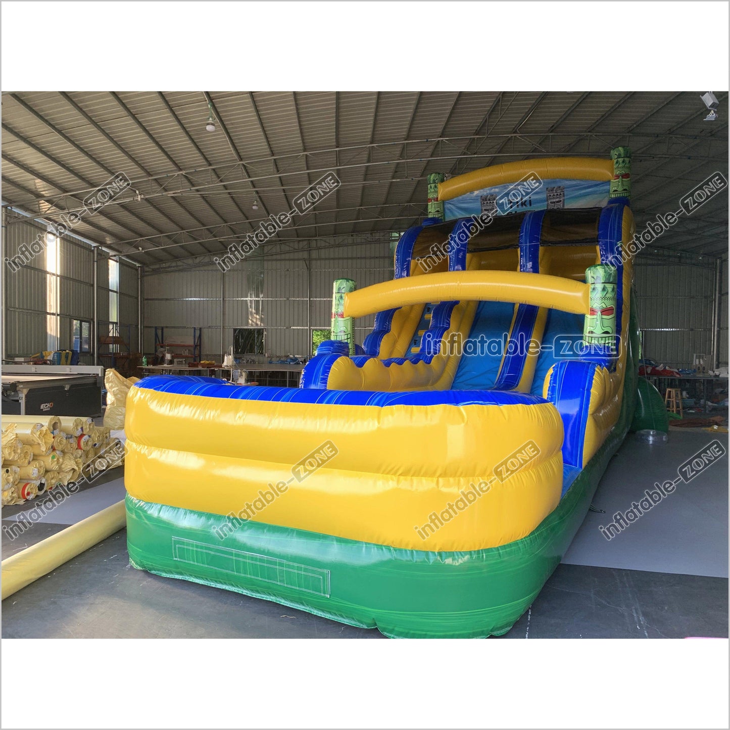 Tiki Shot Waterslide Mega Dual Lane Inflatable Slip And Slide Happy Hop Jumping Castle Swimming Pool - Inflatable-Zone
