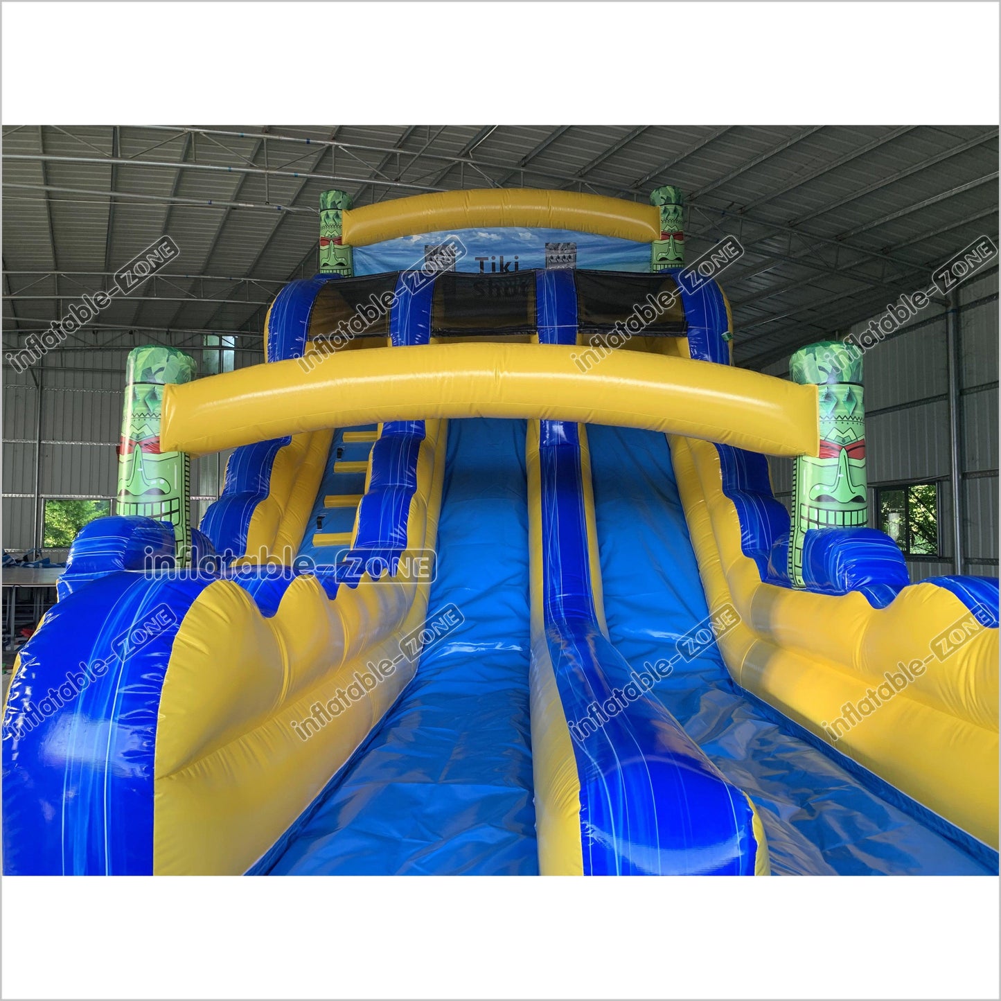 Tiki Shot Waterslide Mega Dual Lane Inflatable Slip And Slide Happy Hop Jumping Castle Swimming Pool - Inflatable-Zone