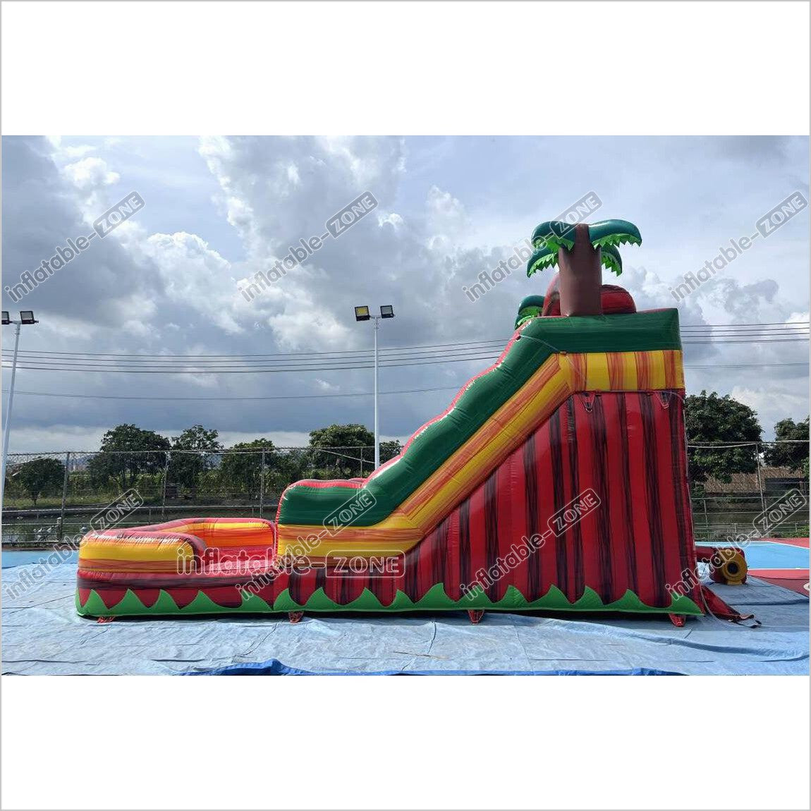 Tropical Dual Lane Water Slide Inflatable Play Center Adult Blow Up Waterslide Inflatable Pool Playground - Inflatable-Zone