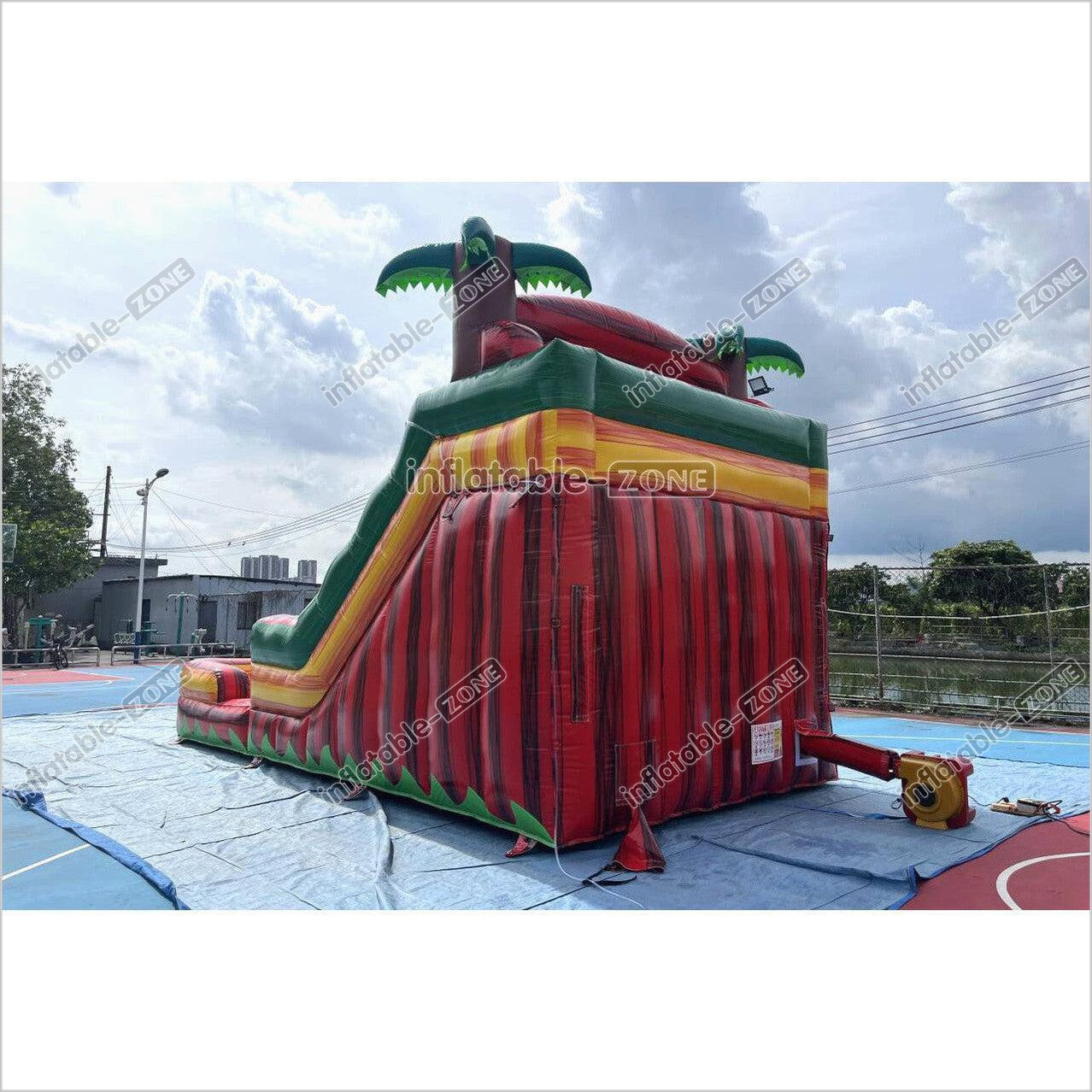 Tropical Dual Lane Water Slide Inflatable Play Center Adult Blow Up Waterslide Inflatable Pool Playground - Inflatable-Zone
