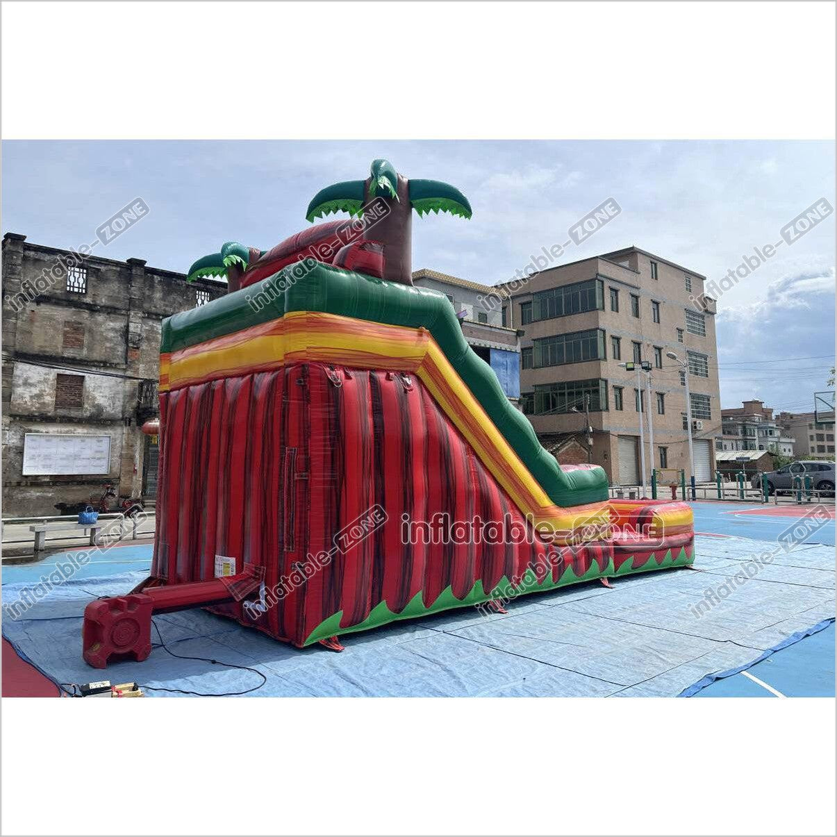 Tropical Dual Lane Water Slide Inflatable Play Center Adult Blow Up Waterslide Inflatable Pool Playground - Inflatable-Zone