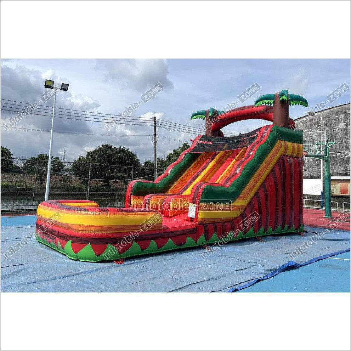 Tropical Dual Lane Water Slide Inflatable Play Center Adult Blow Up Waterslide Inflatable Pool Playground - Inflatable-Zone