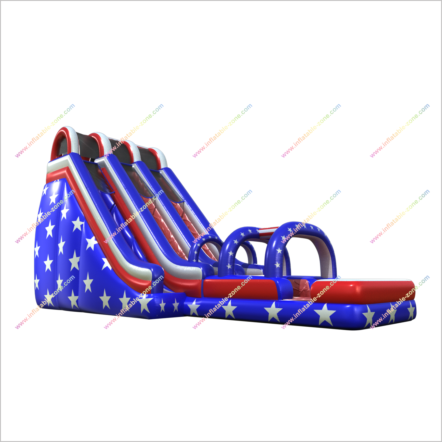 20 Foot American Flag Inflatable Water Slide Jumper Arch Blow Up Double Water Slide With Pool - Inflatable-Zone