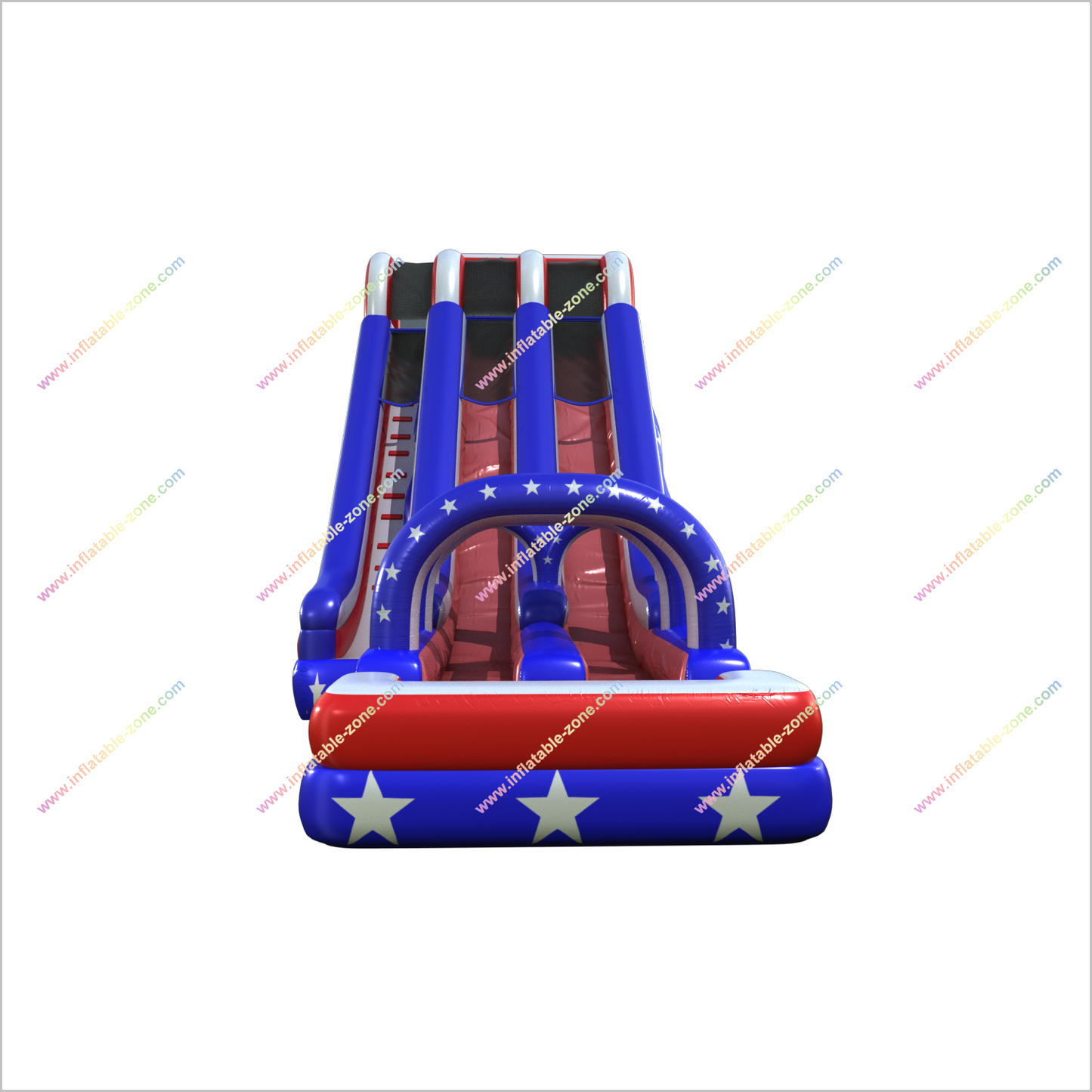 20 Foot American Flag Inflatable Water Slide Jumper Arch Blow Up Double Water Slide With Pool - Inflatable-Zone