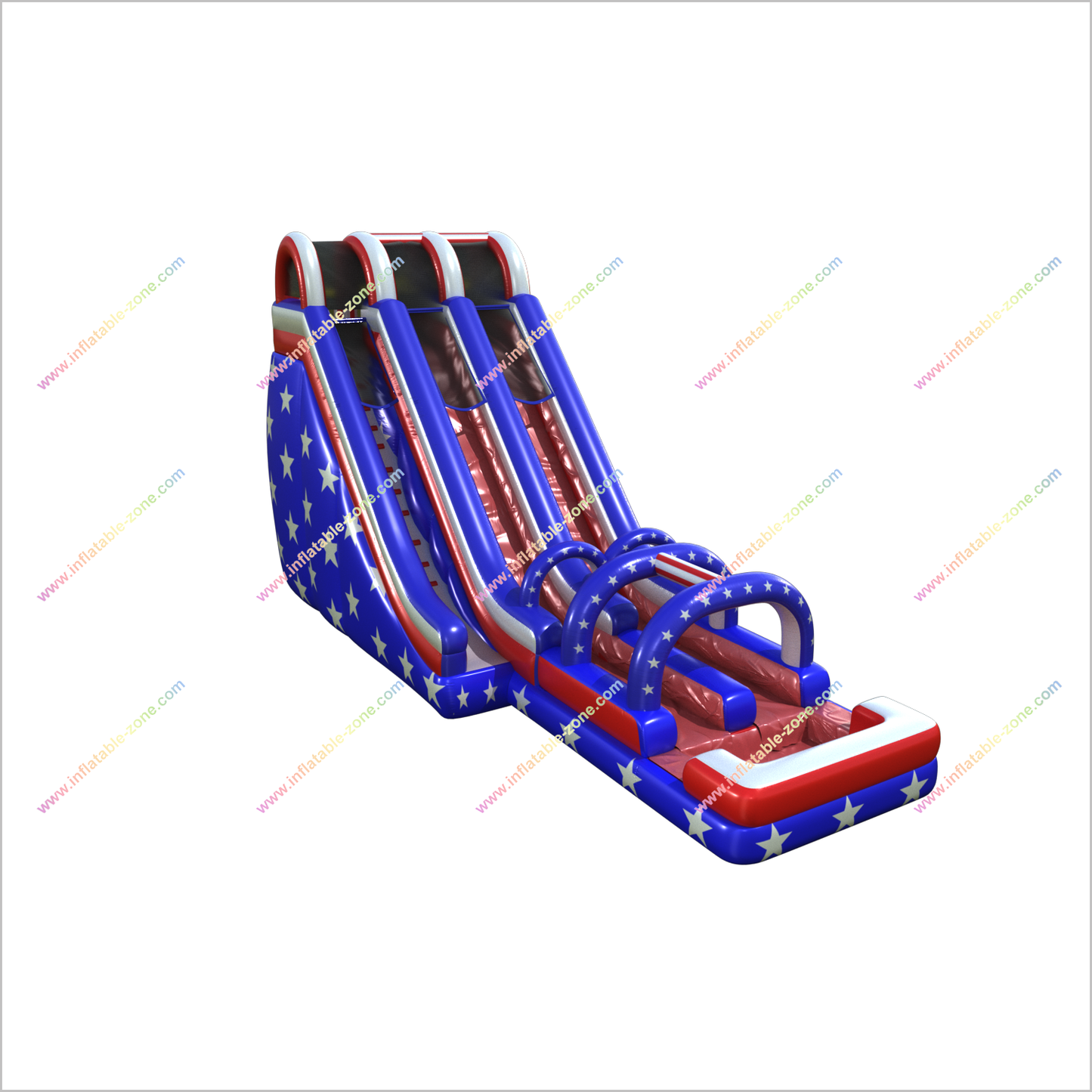 20 Foot American Flag Inflatable Water Slide Jumper Arch Blow Up Double Water Slide With Pool - Inflatable-Zone