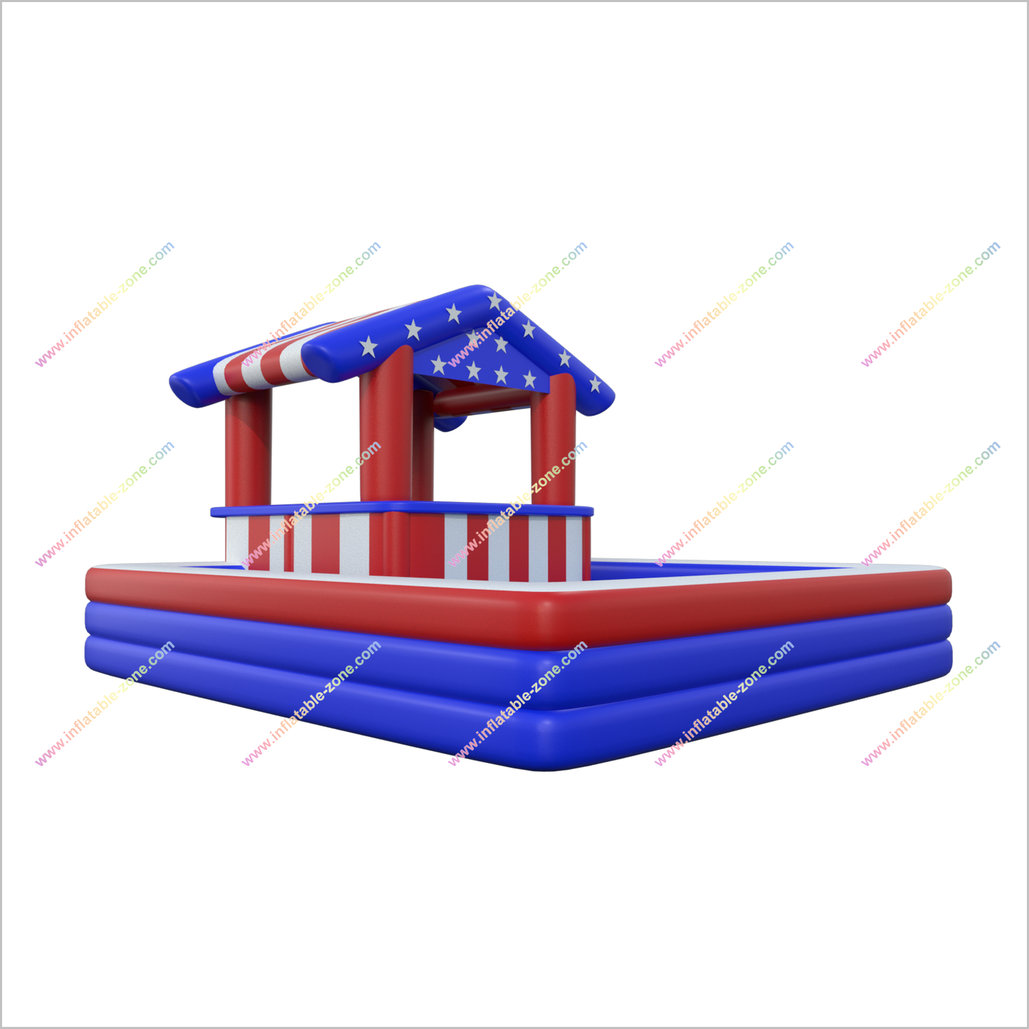 American Flag Theme Inflatable Pool Bars Blow Up Water Pub Pool Bar - Inflatable-Zone