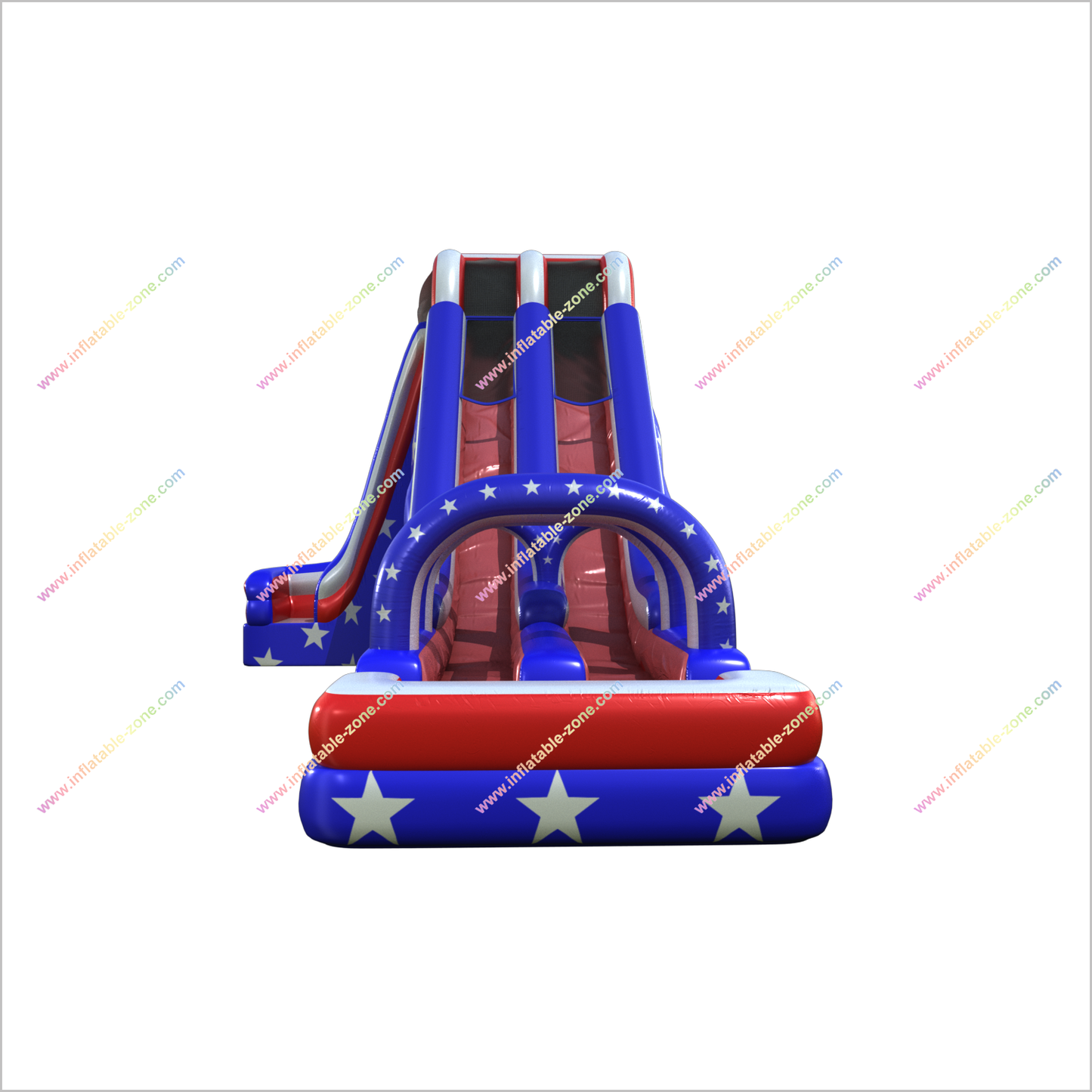 20 Foot American Flag Inflatable Water Slide Summer Blow Up Arch Double Lane Water Slide - Inflatable-Zone