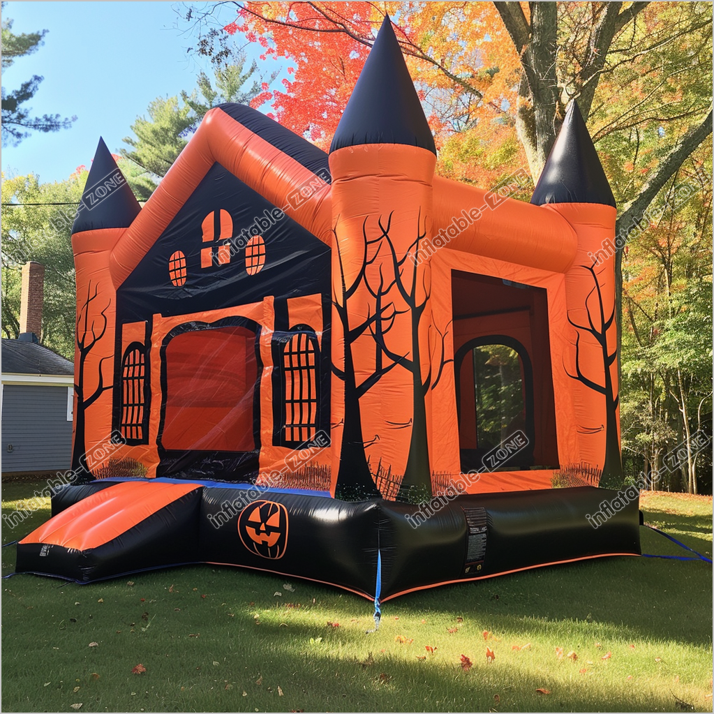 Crazy Outdoor Halloween Outsunny Kids Bouncy Castle Interactive Inflatable Fun House Jump And Play Party - Inflatable-Zone