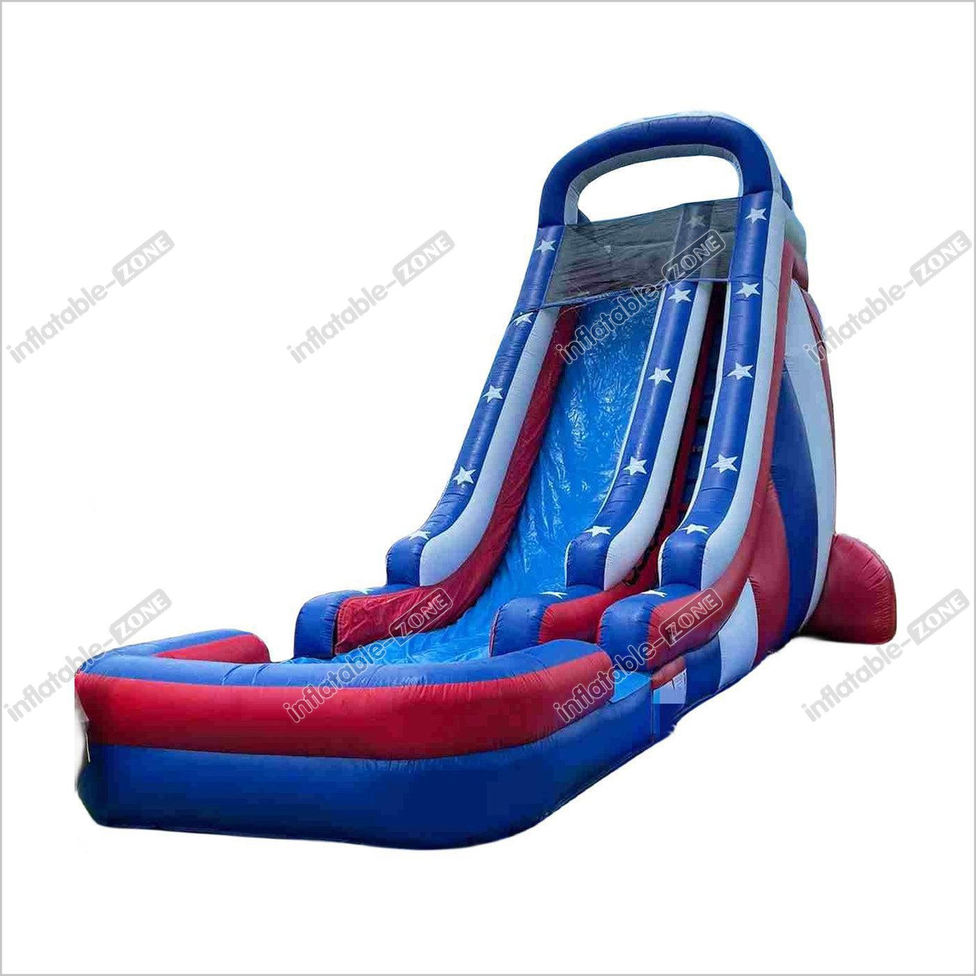 Commercial Mega Splash Inflatable Water Slide Red White Blue Stars And Stripes Inflatable Waterslide Pool - Inflatable-Zone