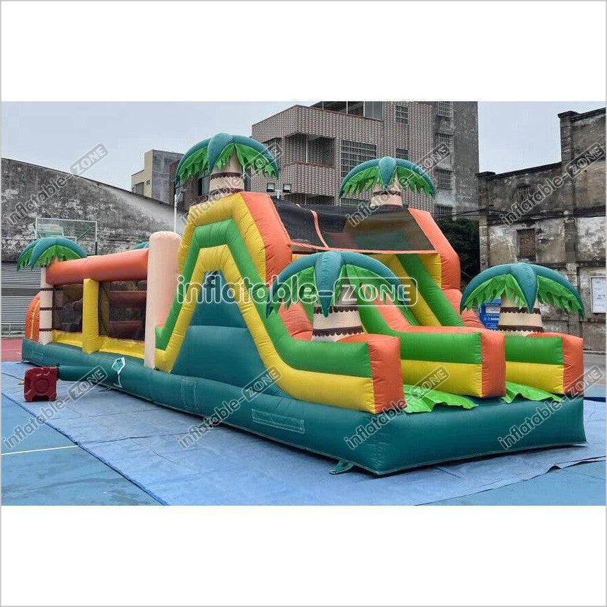 Commercial Kids And Adults Outdoor Inflatable Tropical Obstacle Course Playground Near Me - Inflatable-Zone