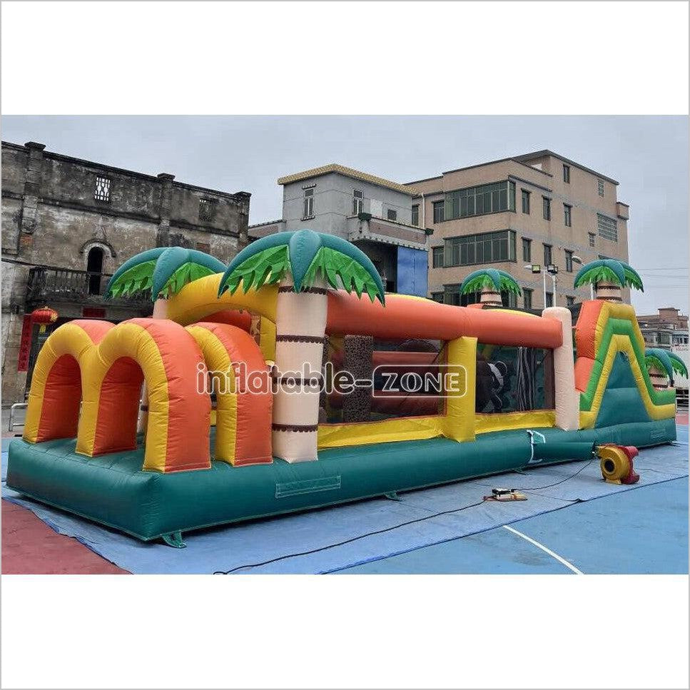 Commercial Kids And Adults Outdoor Inflatable Tropical Obstacle Course Playground Near Me - Inflatable-Zone