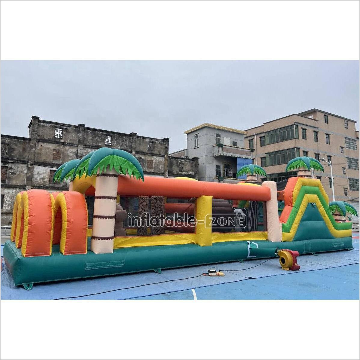 Commercial Kids And Adults Outdoor Inflatable Tropical Obstacle Course Playground Near Me - Inflatable-Zone