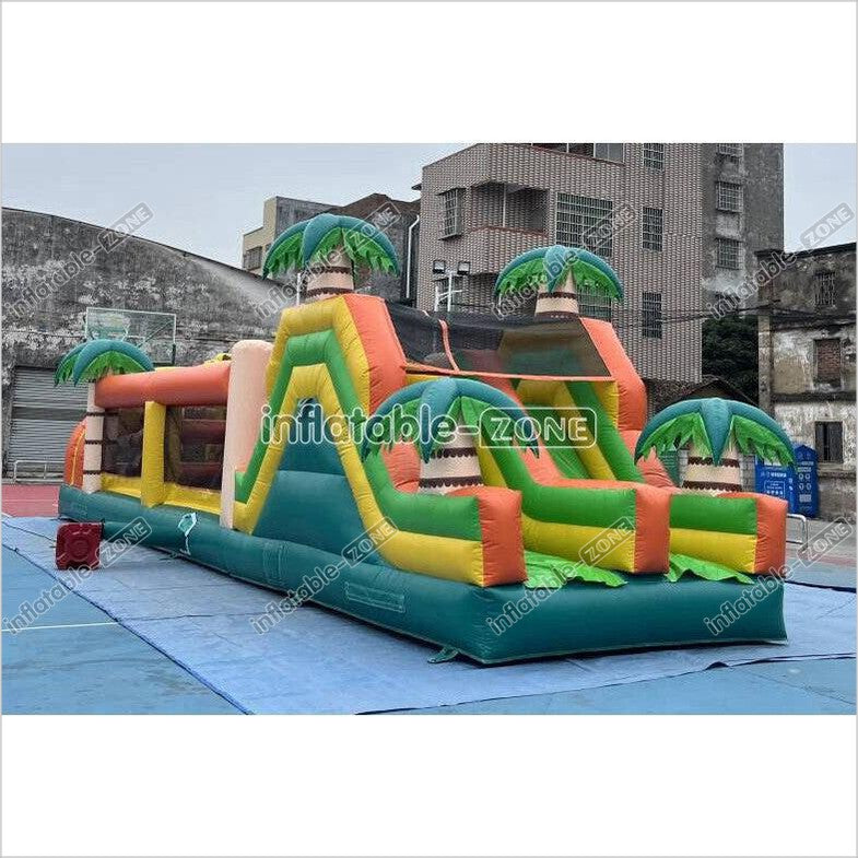 Commercial Kids And Adults Outdoor Inflatable Tropical Obstacle Course Playground Near Me - Inflatable-Zone