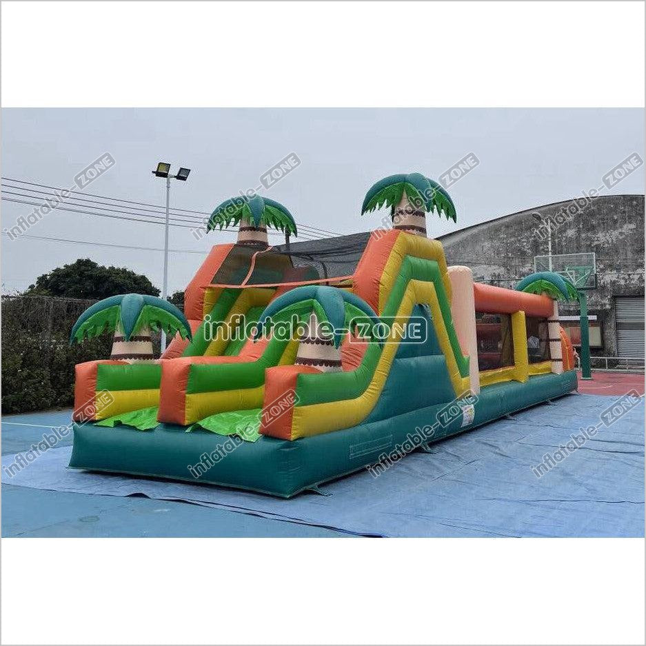 Commercial Kids And Adults Outdoor Inflatable Tropical Obstacle Course Playground Near Me - Inflatable-Zone