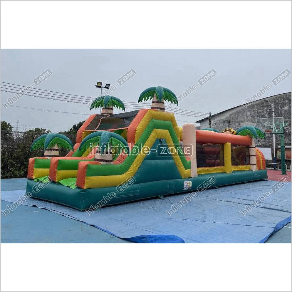 Commercial Kids And Adults Outdoor Inflatable Tropical Obstacle Course Playground Near Me - Inflatable-Zone