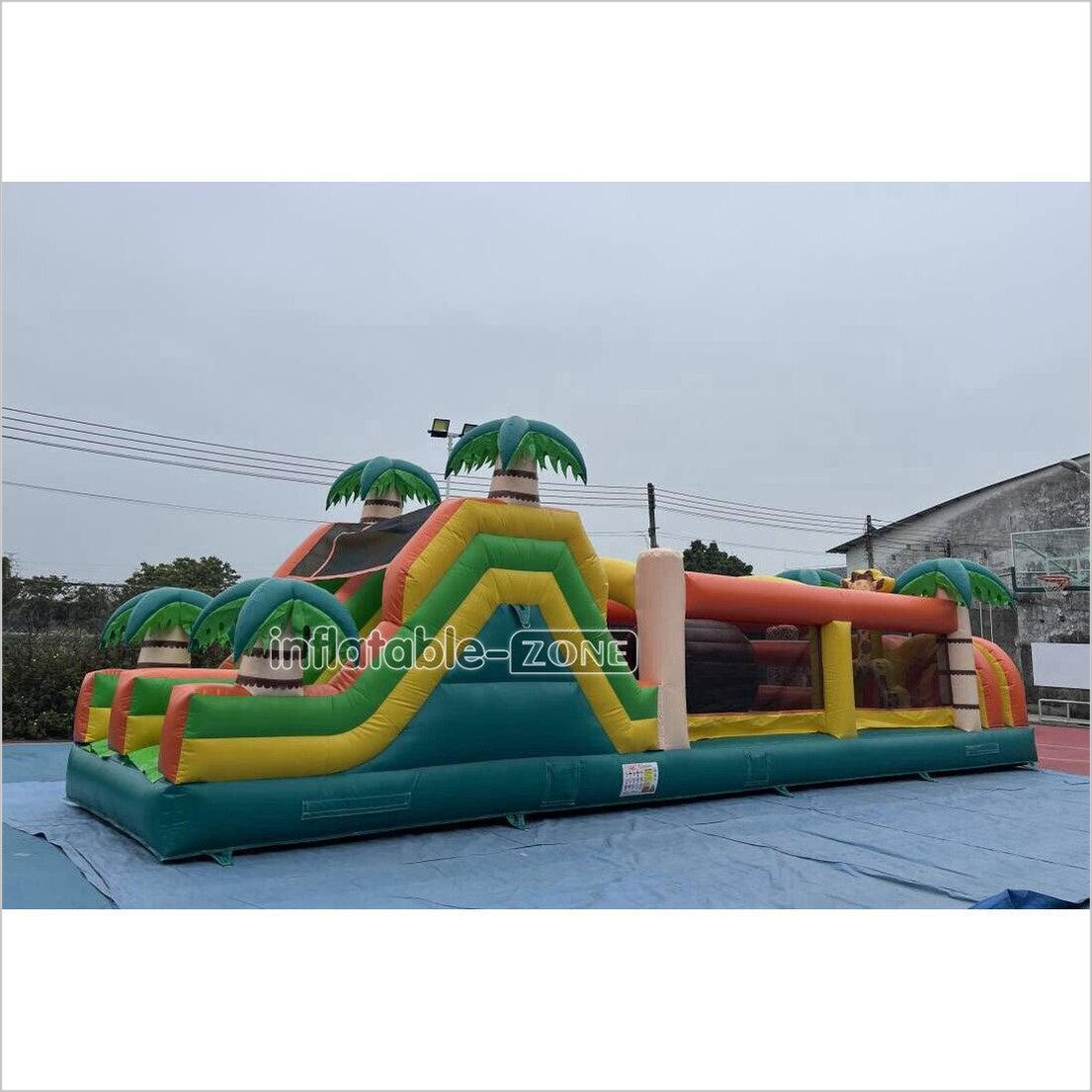 Commercial Kids And Adults Outdoor Inflatable Tropical Obstacle Course Playground Near Me - Inflatable-Zone