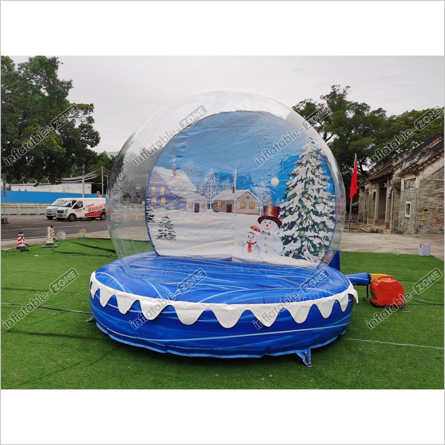 10FT Inflatable Snow Globe Inflatable Bubble House With Tunnel Christmas Decoration - Inflatable-Zone
