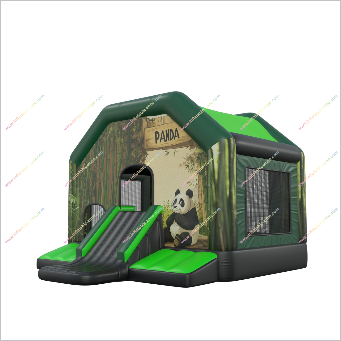 Panda Theme Inflatable Castle With Slide Bouncing Near Me Bamboo Jungle Bounce House Slide Combo Rental - Inflatable-Zone