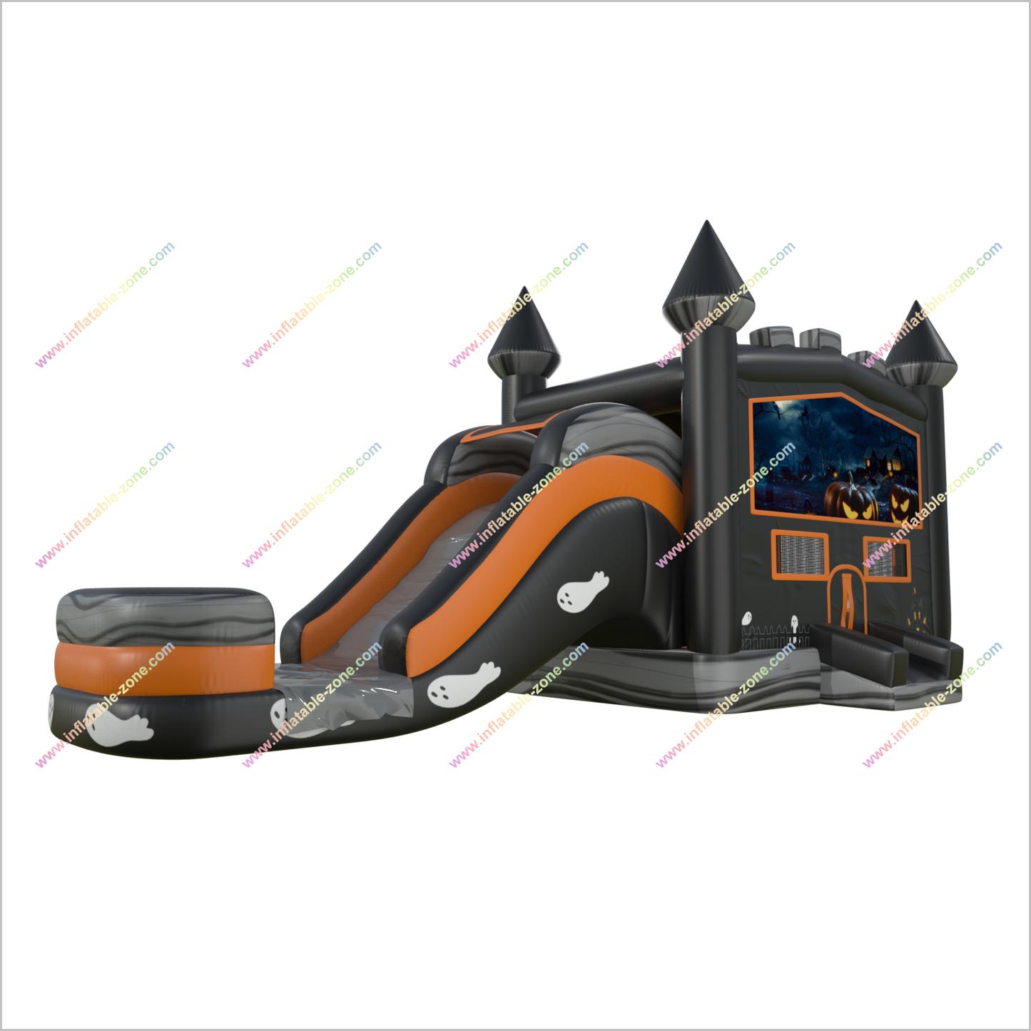 Halloween Ghost Pumpkin Inflatable Slide And Bounce House Jumping Castle And Water Slide Combo Inflatables For Rent - Inflatable-Zone