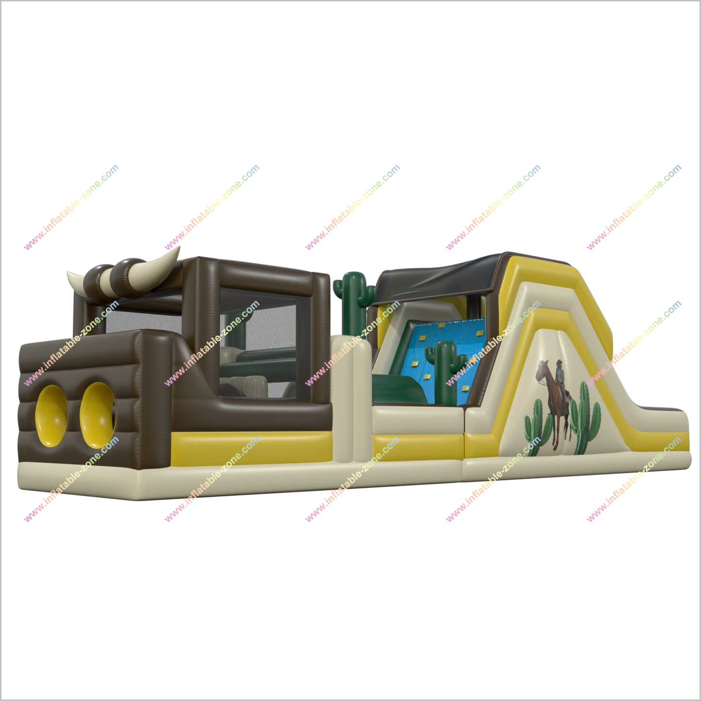 Adult Inflatable Obstacle Course Sports Interactive Extreme Obstacle Course Bounce House With Two Slides - Inflatable-Zone