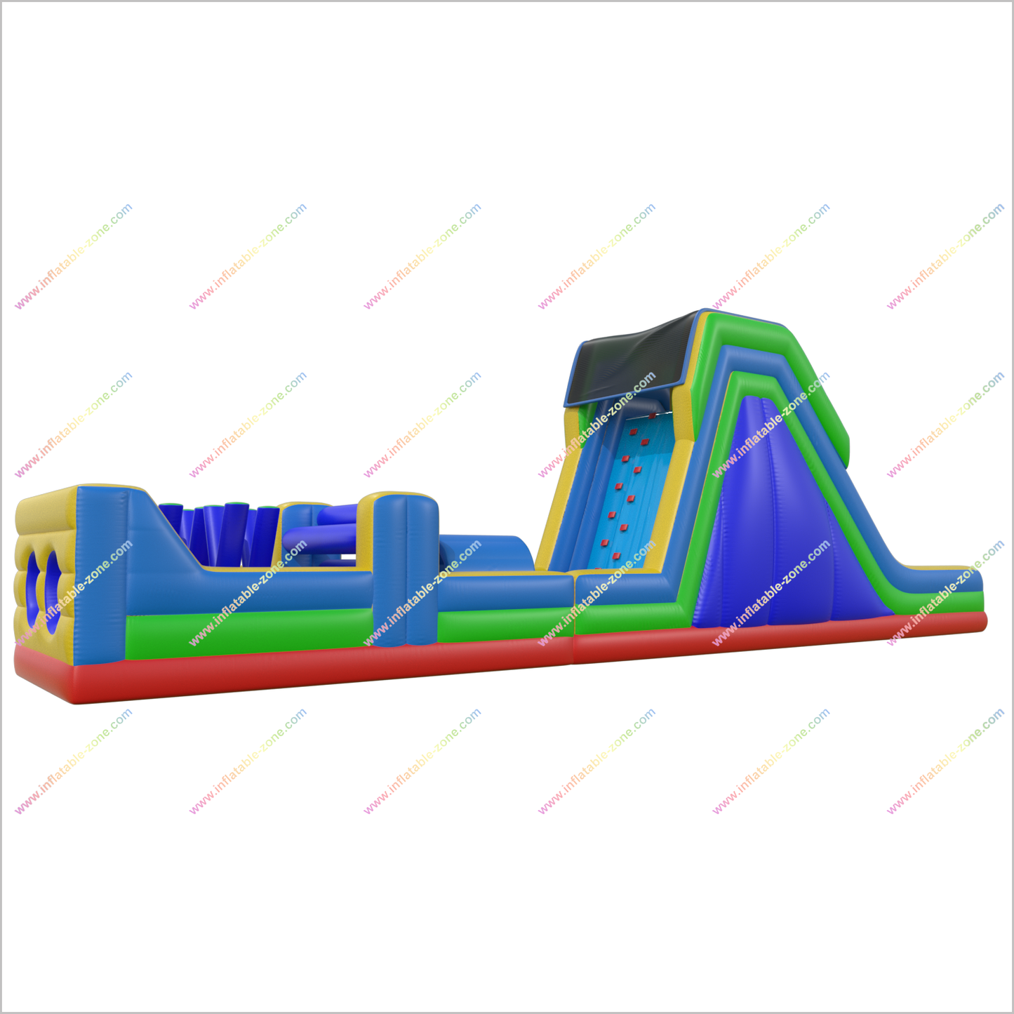 Rainbow Obstacle Course Retro Rock Climb Slide Commercial Inflatable Obstacle Course Bouncer Races Challenge - Inflatable-Zone