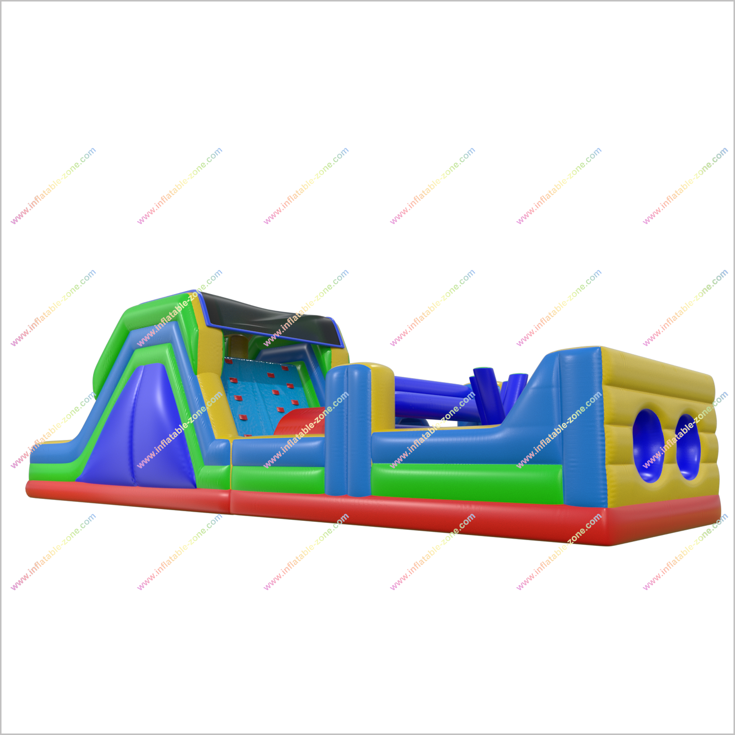 Large Obstacle Course Camp Inflatable Obstacle Race Sports Game With Inflatable Rock Climbing Wall Slide - Inflatable-Zone