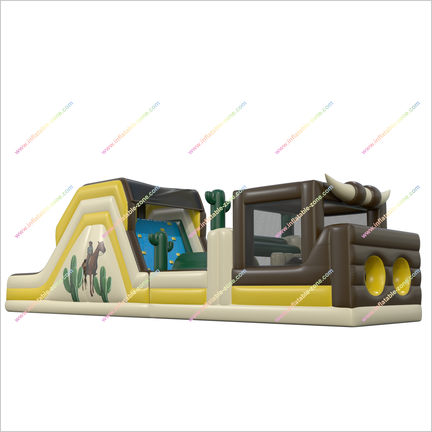 Adult Inflatable Obstacle Course Sports Interactive Extreme Obstacle Course Bounce House With Two Slides - Inflatable-Zone