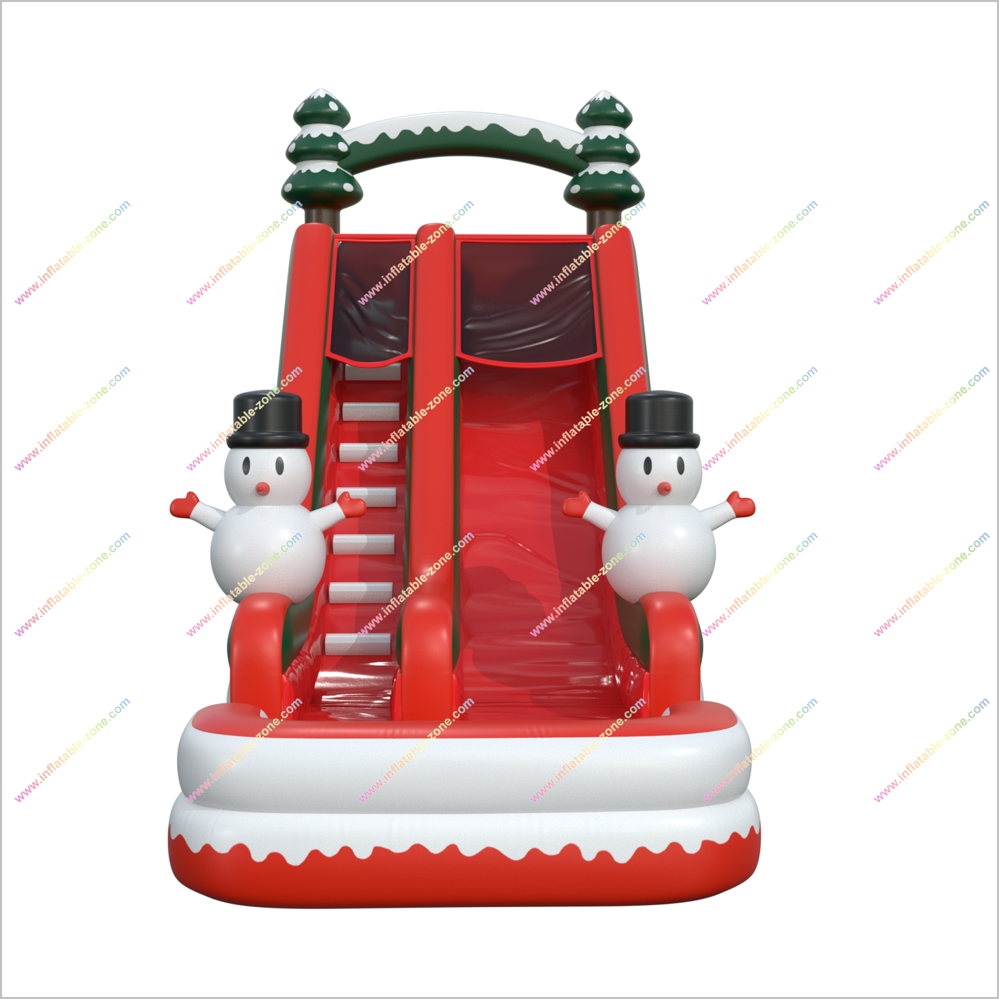 Fun Sunny Inflatable Water Slide Nearby Christmas Tree With Snowman Blow Up Water Slide For Pool - Inflatable-Zone