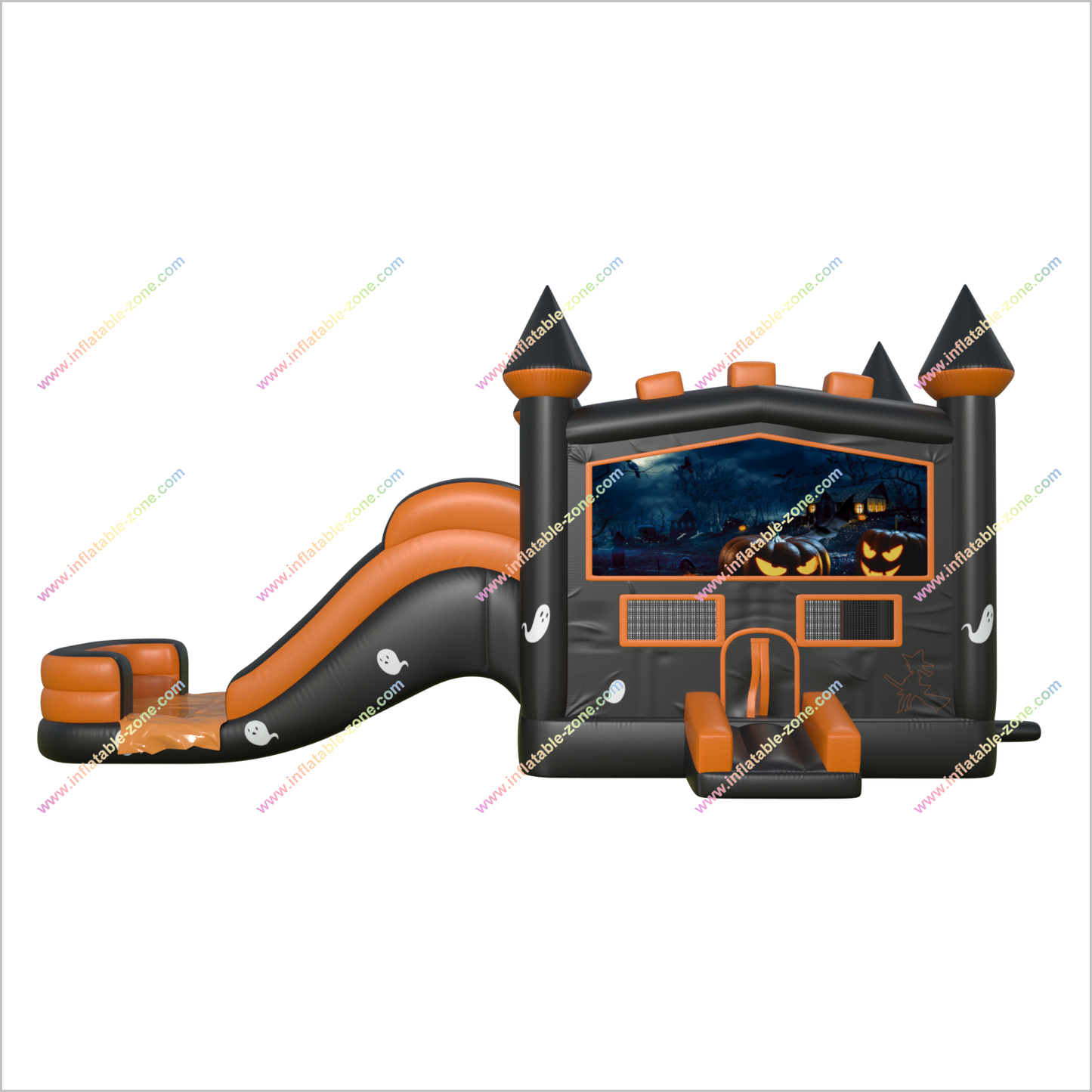 Halloween Pumpkin Ghost Bouncy Castle And Water Slide Combo Small Inflatable Pool With Slide Rent A Bounce House For Adults - Inflatable-Zone