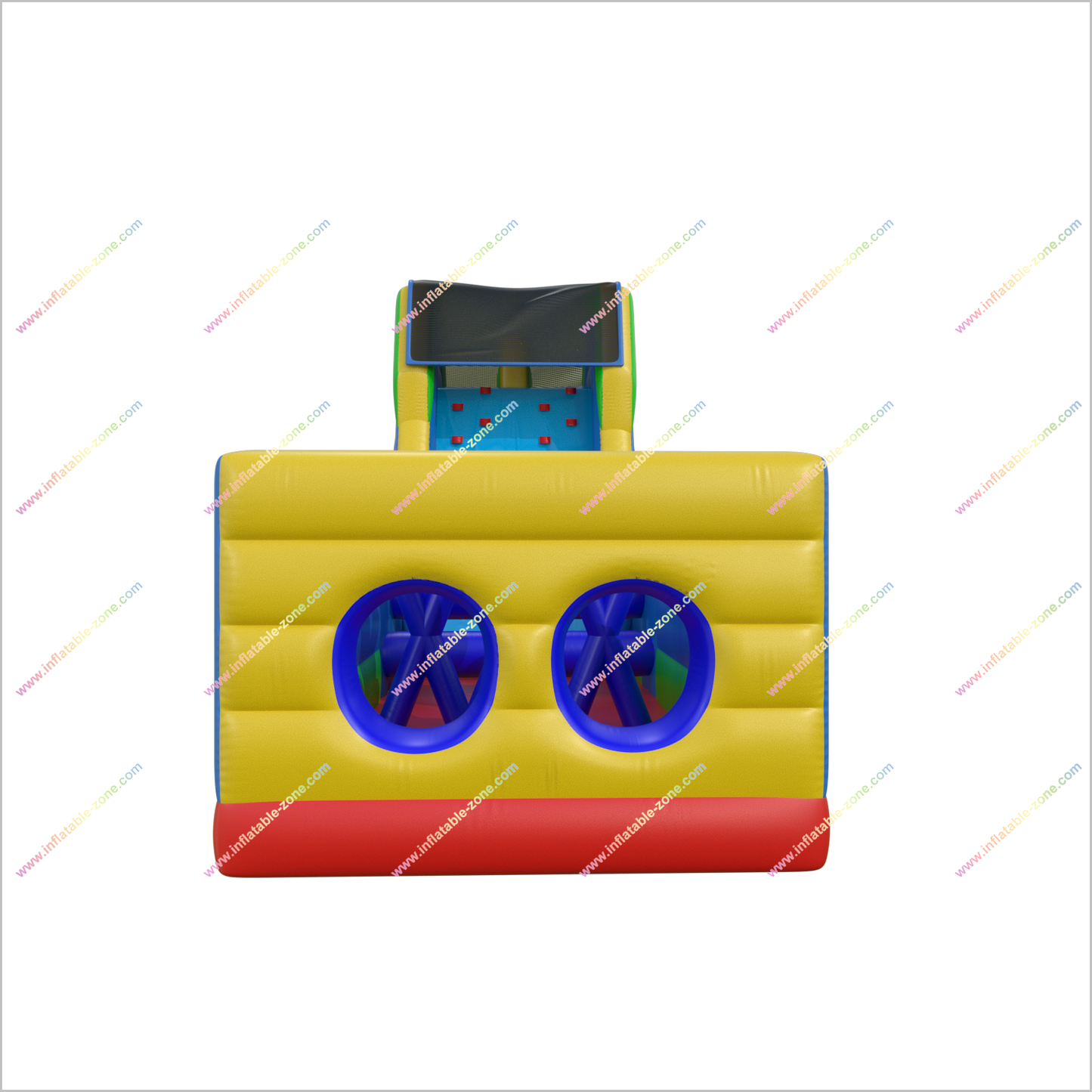 Rainbow Obstacle Course Retro Rock Climb Slide Commercial Inflatable Obstacle Course Bouncer Races Challenge - Inflatable-Zone