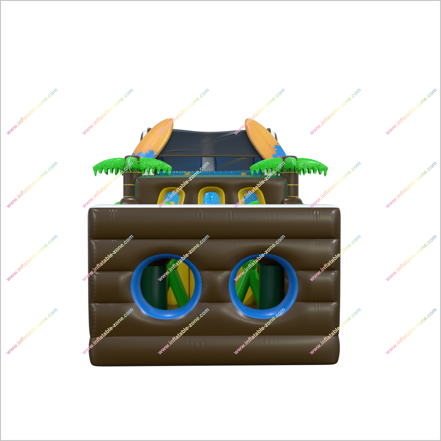 Best Sports Inflatable Assault Course Hire Tropical Adventure Palm Tree Obstacle Course Tunnel Playground Slide - Inflatable-Zone