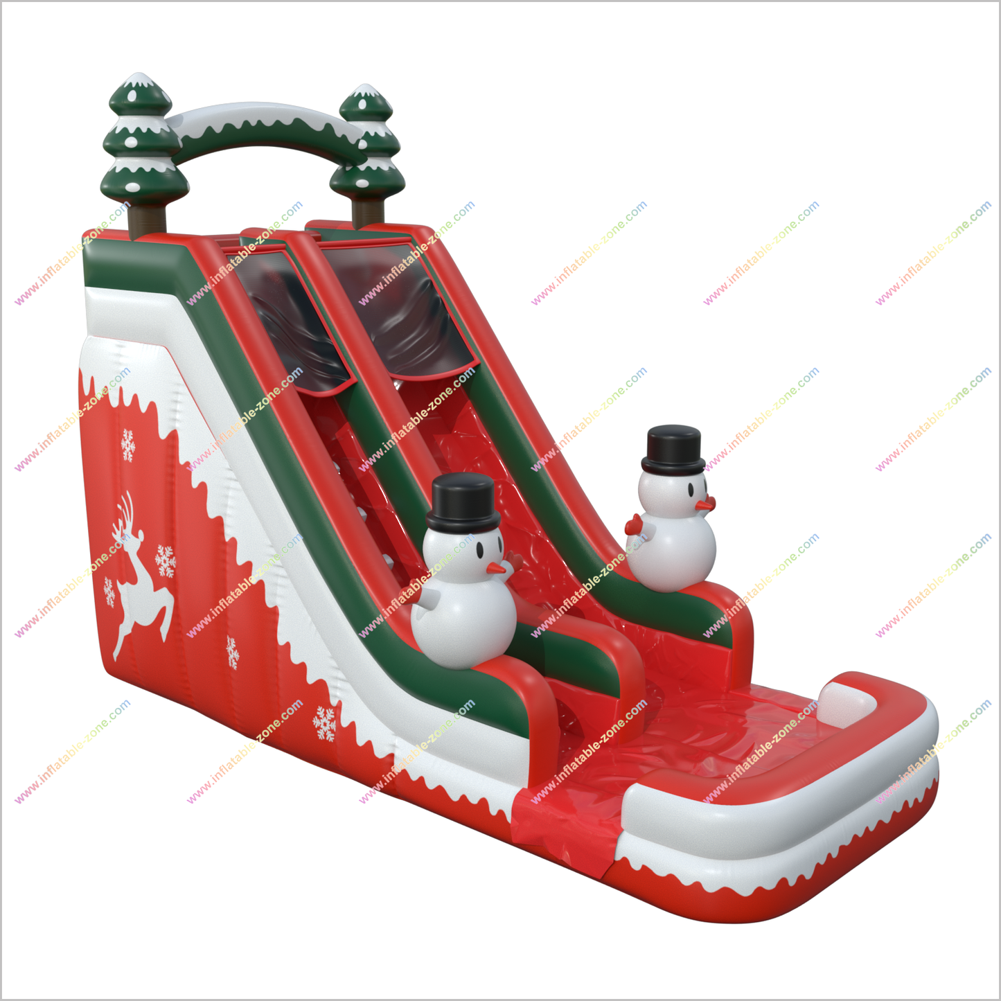 Fun Sunny Inflatable Water Slide Nearby Christmas Tree With Snowman Blow Up Water Slide For Pool - Inflatable-Zone