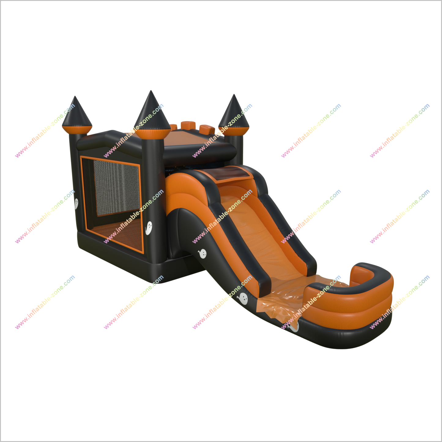 Halloween Pumpkin Ghost Bouncy Castle And Water Slide Combo Small Inflatable Pool With Slide Rent A Bounce House For Adults - Inflatable-Zone