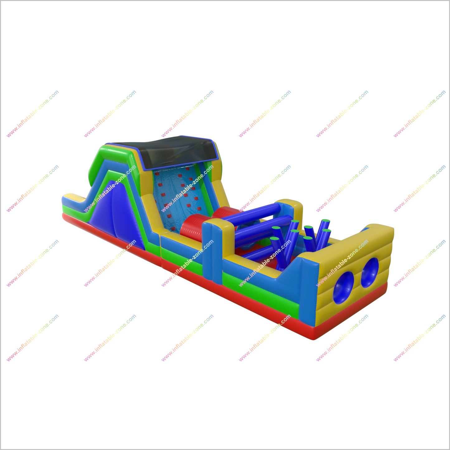 Large Obstacle Course Camp Inflatable Obstacle Race Sports Game With Inflatable Rock Climbing Wall Slide - Inflatable-Zone