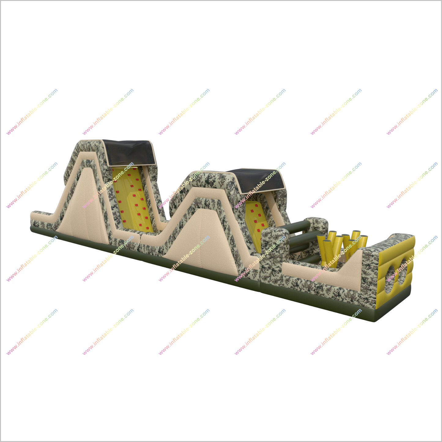 Long Boot Camp Inflatable Obstacle Course Camo Inflatable Special Ops Challenge Obstacle Course Near Me Outdoor - Inflatable-Zone