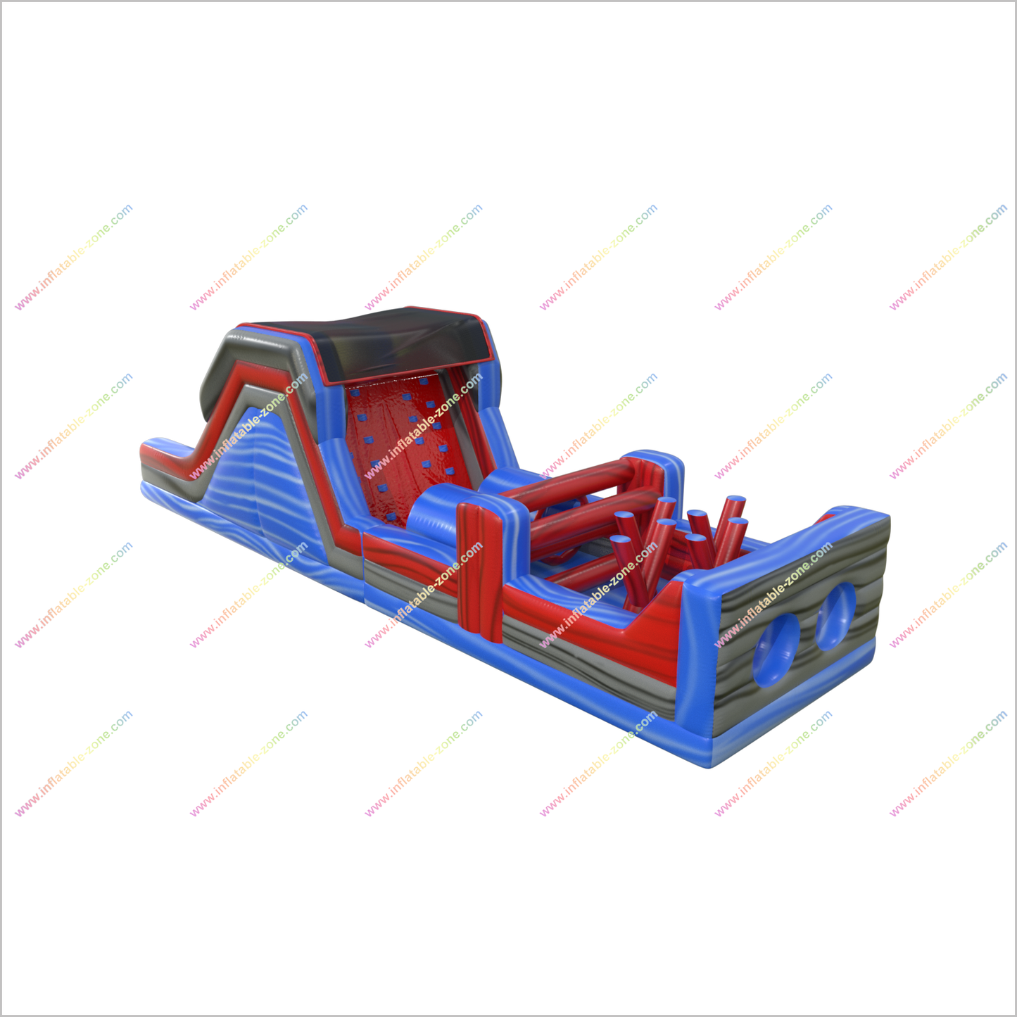Happy Hop Obstacle Inflatable Course Bouncer Double Lane Slide Inflatable Rock Wall Obstacle Course Jumper - Inflatable-Zone