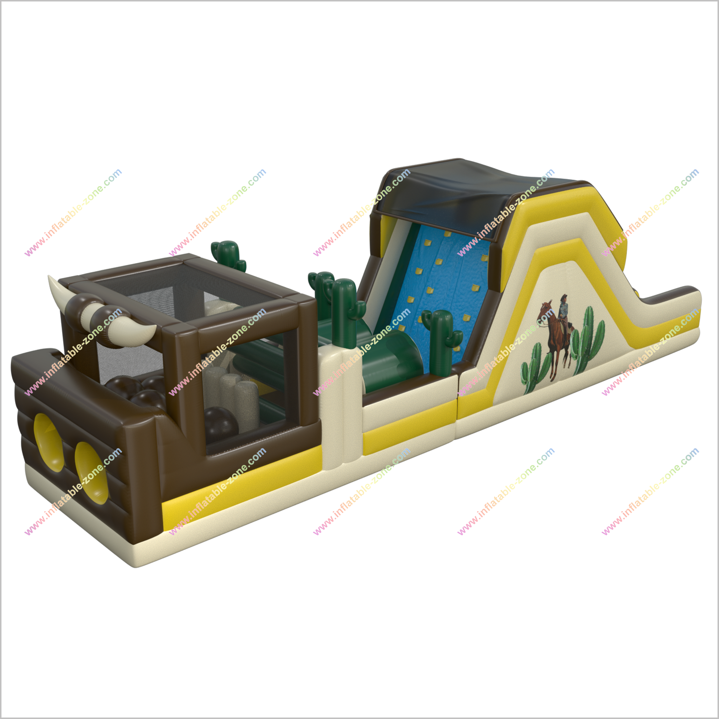Adult Inflatable Obstacle Course Sports Interactive Extreme Obstacle Course Bounce House With Two Slides - Inflatable-Zone