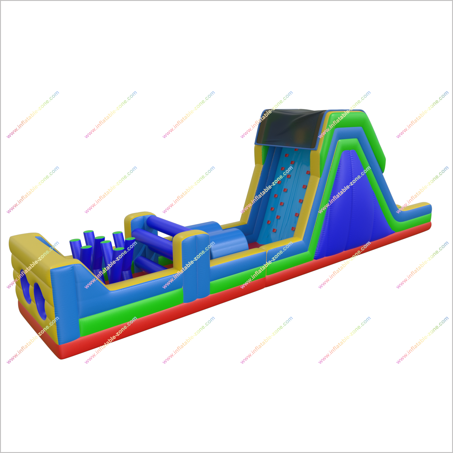 Rainbow Obstacle Course Retro Rock Climb Slide Commercial Inflatable Obstacle Course Bouncer Races Challenge - Inflatable-Zone