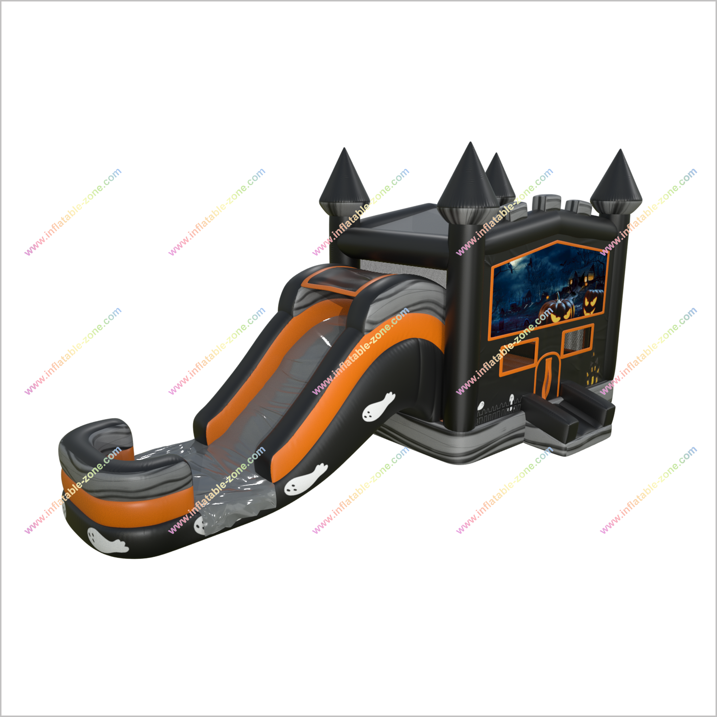 Halloween Ghost Pumpkin Inflatable Slide And Bounce House Jumping Castle And Water Slide Combo Inflatables For Rent - Inflatable-Zone