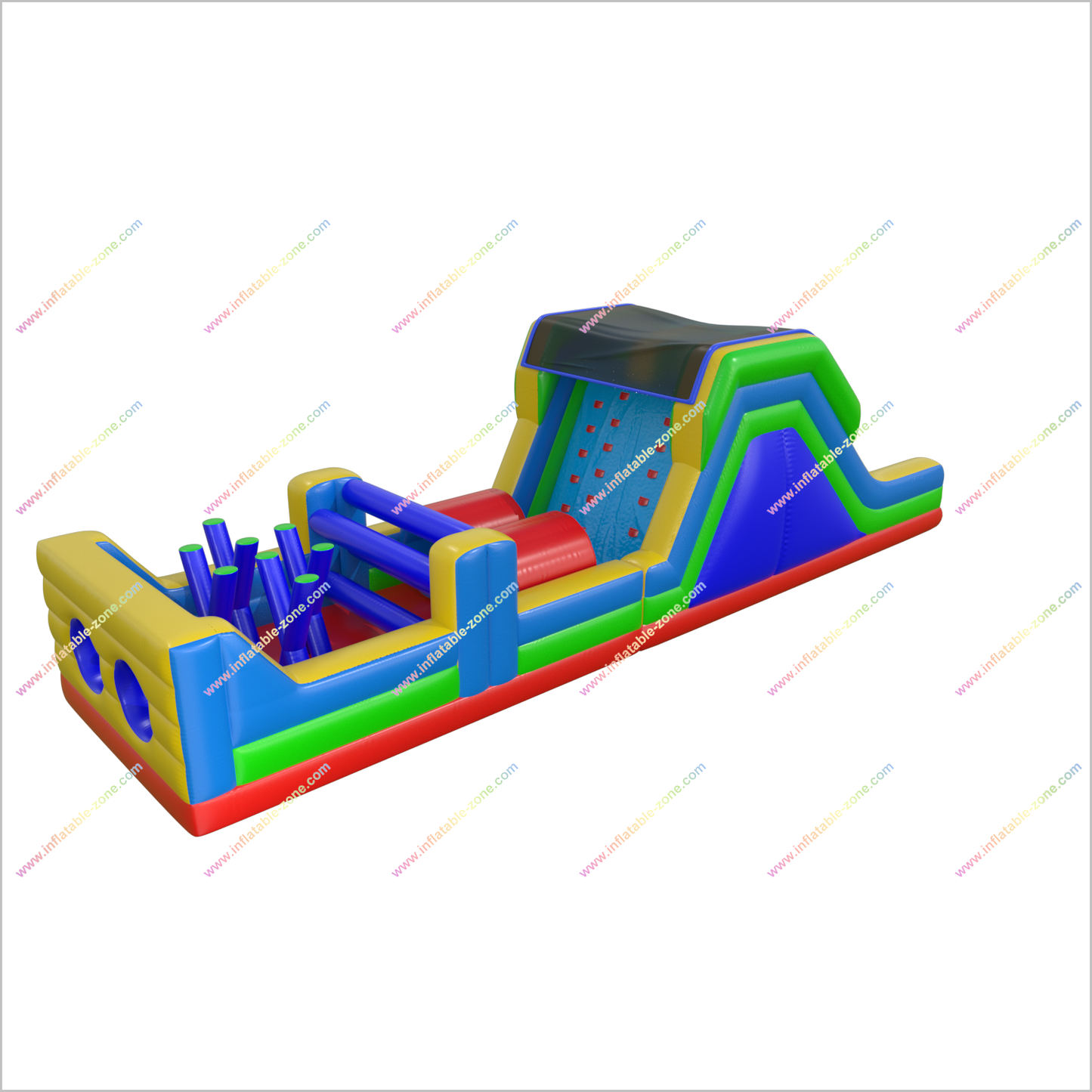 Large Obstacle Course Camp Inflatable Obstacle Race Sports Game With Inflatable Rock Climbing Wall Slide - Inflatable-Zone