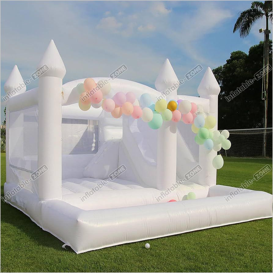 Inflatable White Bouncer House Castle Slide Combo Jumping Inflatable Wedding Bouncer With Ball Pit - Inflatable-Zone