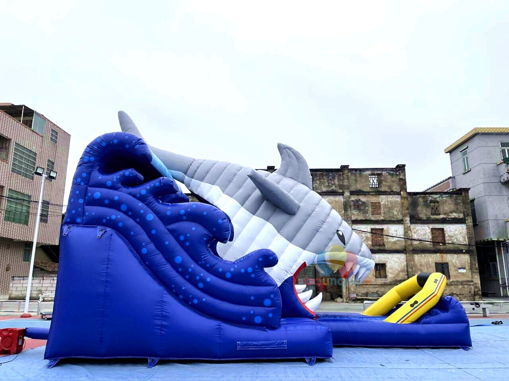 Commercial Inflatable Shark Water Slide with Pool for Playground Easy Setup and Safe Design