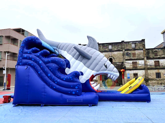 Commercial Inflatable Shark Water Slide with Pool for Playground Easy Setup and Safe Design