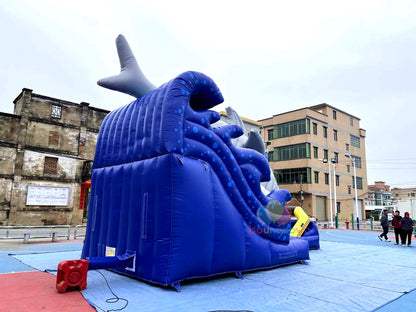 Commercial Inflatable Shark Water Slide with Pool for Playground Easy Setup and Safe Design