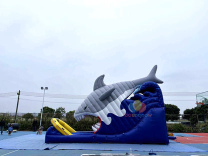 Commercial Inflatable Shark Water Slide with Pool for Playground Easy Setup and Safe Design