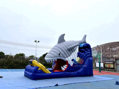 Commercial Inflatable Shark Water Slide with Pool for Playground Easy Setup and Safe Design