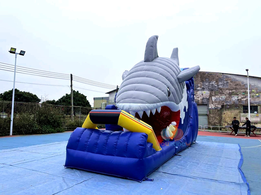 Commercial Inflatable Shark Water Slide with Pool for Playground Easy Setup and Safe Design