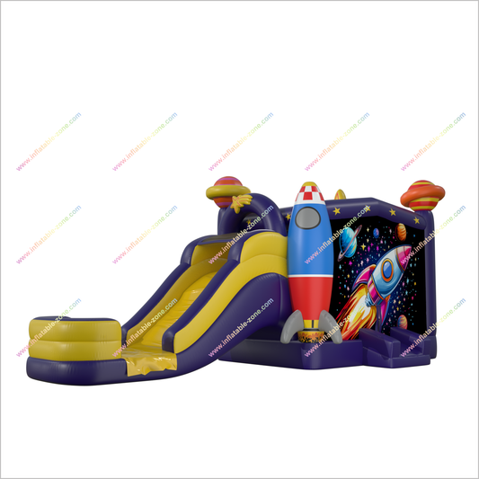 Space Themed Bouncy Castle With Water Slide Combo Inflatable Jumper Equipment Water Slide Bounce House Sale - Inflatable-Zone