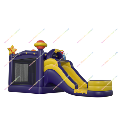 Space Themed Bouncy Castle With Water Slide Combo Inflatable Jumper Equipment Water Slide Bounce House Sale - Inflatable-Zone